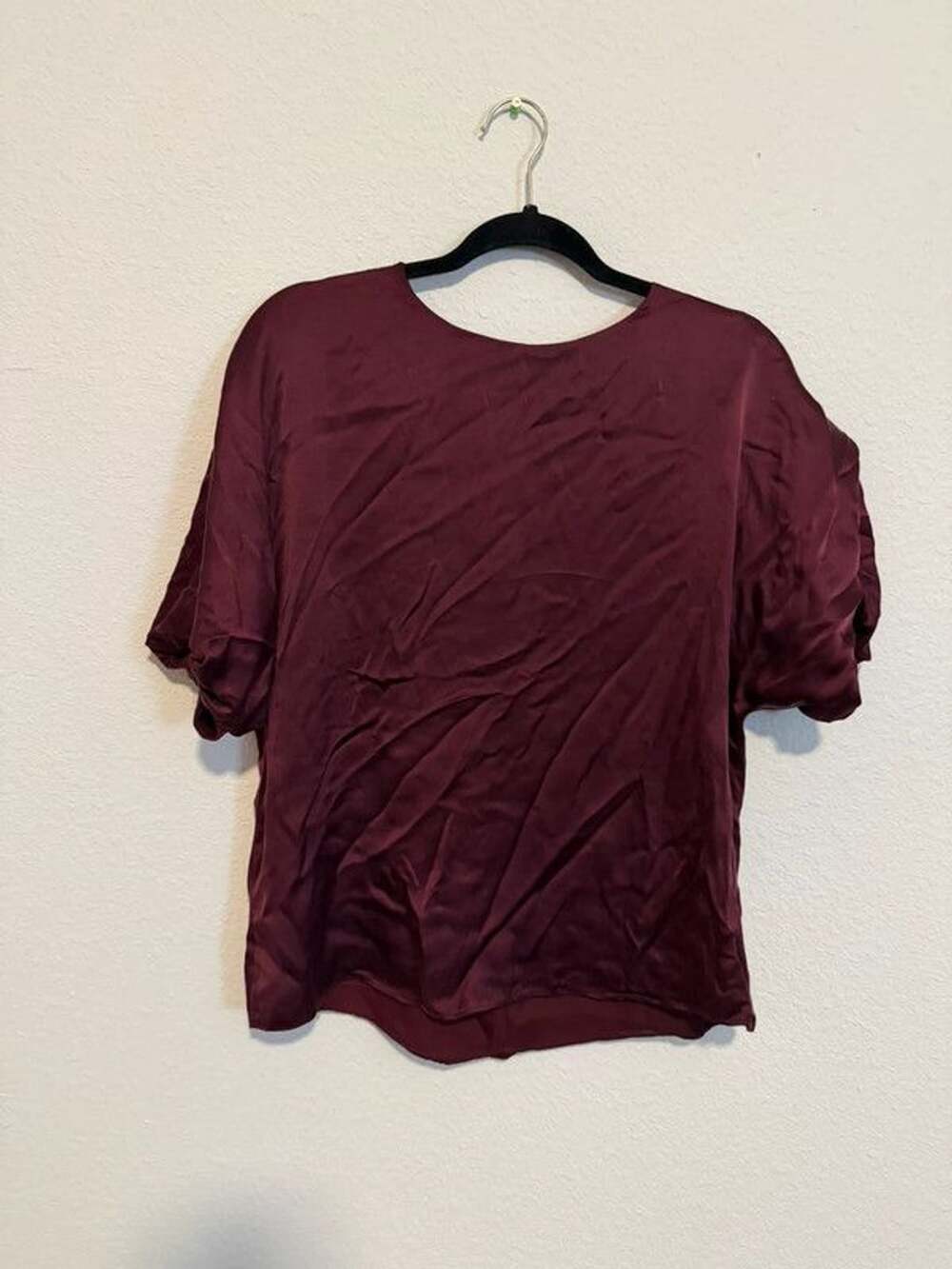 Antonio melani short sleeve purple satin blouse size M